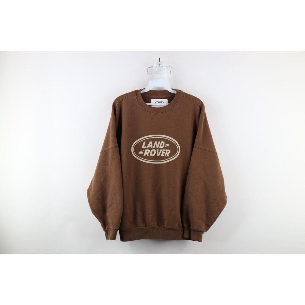 Retro Land Rover Womens XS Faded Spell Out Oversized Crewneck Sweatshirt Brown